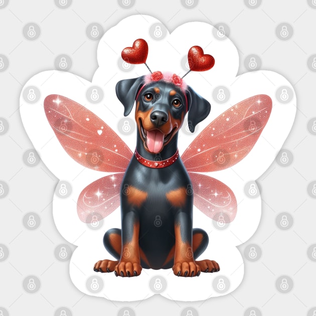 Valentine Fairy Doberman Dog Sticker by Chromatic Fusion Studio